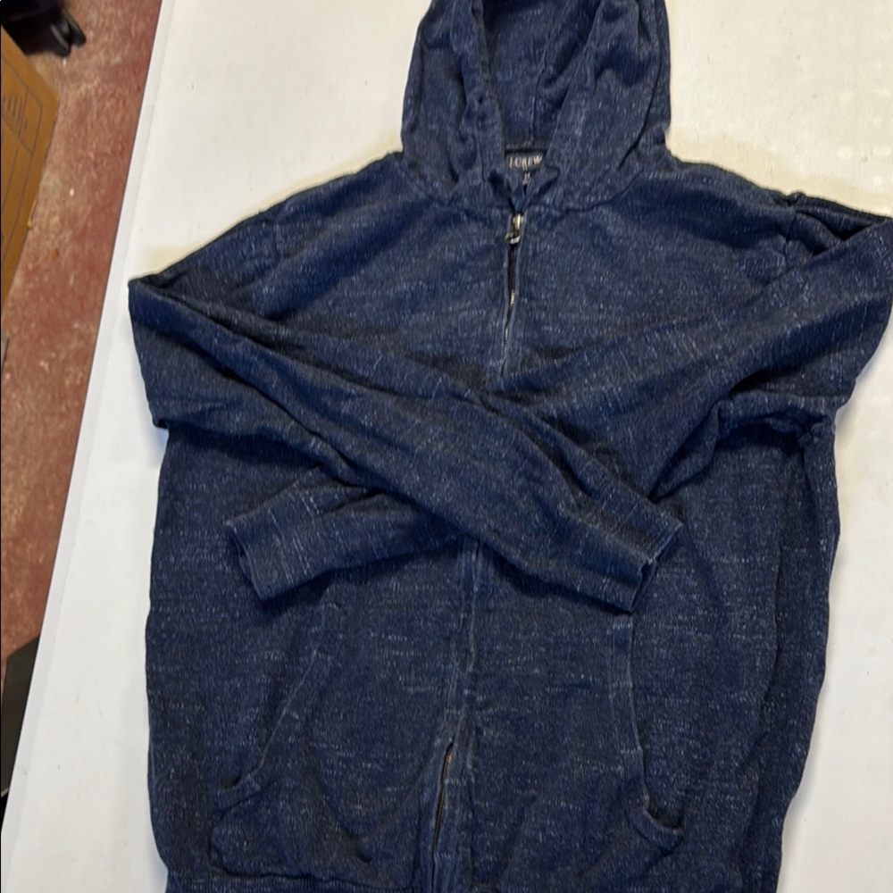 J. Crew Heathered Blue Zip-Up Sweater